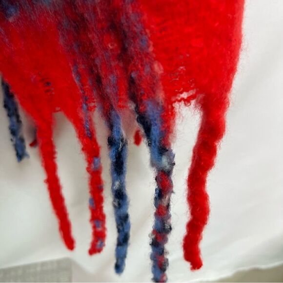 Aerie Red and Blue Super soft fringed blanket scarf - Picture 7 of 13